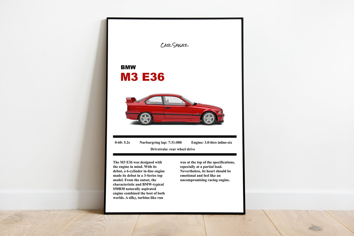 BMW M3 E36 Silk poster